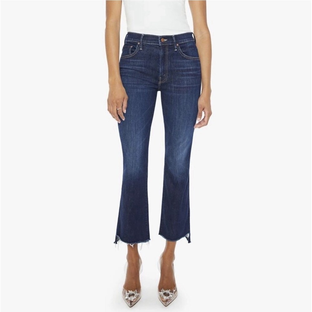 Mother Denim The‎ Insider Crop Step Fray In Off Limits Blue Sz 28